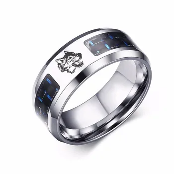 Laser выгравировал prsten ljude Vuka za zaručnički Prsten vlakana 8mm ugljika nehrđajućeg Čelika ljudi plavo za Zaručnički prsten