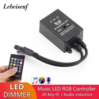 Led Music Regulator, Dimmer Mikrofona, Audio Istraživanjima sa 20 Tipki IR Daljinski upravljač za 12-24 U 5050 2835 Boja RGB Svjetlosni Panel KTV Bars 0