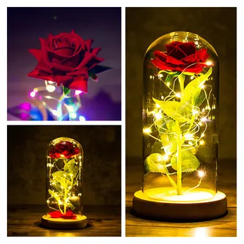 LED Začarani Galaxy Ruža Vječni 24 Zlatni Cvijet iz Folije s Vijencima Na Kupoli za uređenje Doma Božićni Poklon za Valentinovo 3