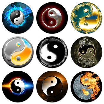 Logo Yin Yang Kineskom Mistično Ikone Igle Ukras Ikone Broševi Metalne Ikone Za Uređenje Ruksak Odjeće