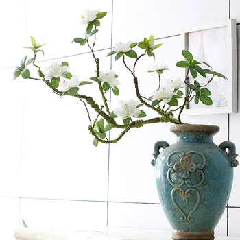 Luksuzna Dugu velika bijela grana Azaleja, lako придающая oblik Umjetne boje s umjetnim lišćem, svila + pjena flores za kućnu vjenčanje dekor 0