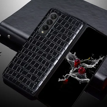 Luksuzni Preklopna Torbica od Krokodilske Kože za Samsung Galaxy Z Fold 3 5G Fold3 bez Otisaka Prstiju Zaštitna Torbica 0