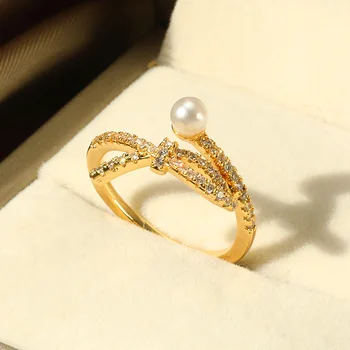 Luksuzni Zlatni Prsten sa Sjajnim kubični cirkon za Žene, Berba Seksi Otvorene Prstenje, Nakit Za Žene, Estetski Božićni Poklon, Elegantne Prstenje 0
