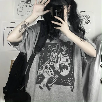 Majica sa Demonom, Ženska Ljetna Ulica Majica, Gothic i punk-tamna Majica S Likovima iz Crtića U Stilu Харадзюку, Majica Kratkih Rukava, Ženska t-shirt 2