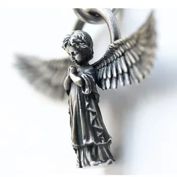Moda srebrna boja Anđeo čuvar privjesak lanca i ogrlice za muškarce i žene identitet krila anđela molitva privjesak lanca i ogrlice par poklon