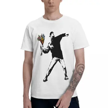 Modni Majice Banksy Rage Flowerer Od Čistog Pamuka S Okruglog Izreza, Muška T-Shirt Kratki Rukav, Негабаритная Majica Unisex, Majica