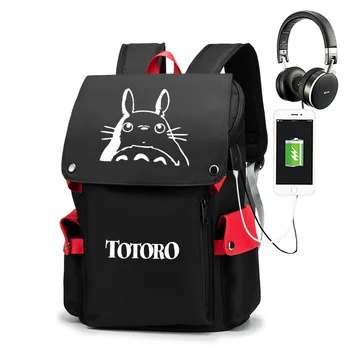 Moj Susjed Totoro USB Port Torba Za Knjige Ruksak Na Munje Ruksak Anime Studentska Školska Torba Za Računalo Prometna Mochila