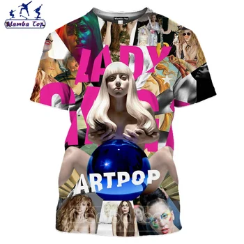 Muška majica s po cijeloj površini, Lady Gaga, t-Shirt, Seksi pjevačica i Glumac u 3D t-Shirt, Funky Unisex, Zabavna sportska odjeća, ženska majica, Majice pulover E003-4