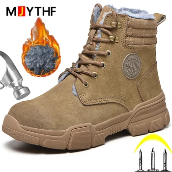 Muške radne cipele sa zaštitom Od udaraca i uboda, Pohranjuju toplinu Zimske Čizme, cipele Sa čeličnim vrhom, Неразрушаемая Industrijska Cipele, Zaštitne Cipele