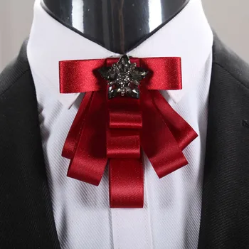 Muški svilenih kravata s lukom na vratu/crveno vjenčanje ukras za mladoženju/ručno, modni kvalitetan pribor za odijela/broschen/broszka/broszki 0