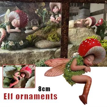 Najnoviji Mini Spavanje Gljiva Fantastična Kip Smole Elf Obrt Ukras Mali Šumskih Gljiva Za Uređenje Doma, Vrta, Ured