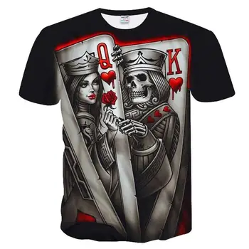Nova Casual Majica Sa po cijeloj površini Poker i Lubanje, Muška t-Shirt Kratki Rukav, Homme Black Dizajnerske Majice, Muške i Ljetne Majice, 3d t-shirt