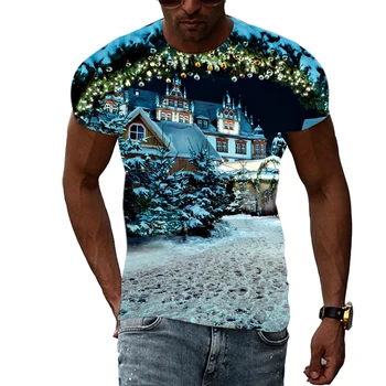 Novi 3D Moda Božićno majica Za Muškarce, Svakodnevni Godišnjeg odmora majica Sa po cijeloj površini, Zanimljiv trend, hip-hop, Kreativno t-shirt, Odjeća, Majice 0
