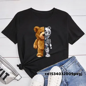 Novi Smiješno Medo Robot T-Shirt Robotizirane Medvjed Košulja Casual Odjeća Ženska Modna Odjeća T-Shirt Majica Top