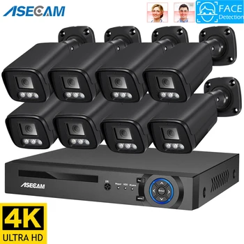 Novi Sustav Detekcije Lica 4K Sigurnosnih Kamera 8MP POE NVR Audio Zapis Boja Noćni Vid Kućni video Nadzor Komplet za video Nadzor Xmeye