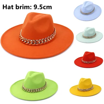 Orange фетровая šešir s polja 9,5 cm, veleprodaja, top kapi vode, debeli lanac, pribor za nastupe na pozornici, jazz šešir, cilindar kapu muška