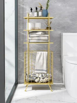 Prostran vodootporan organizator za kupatilo, moderan jednostavan luksuzni metalni stalak za prtljagu wc-a, pod ekološka kutna polica 0