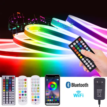 RGB Neonske Traka 12 U Vodootporan IC WI Fi Bluetooth Upravljanje Glazbom TV Svjetla Kuće DIY Fleksibilna Traka Led Led Žarulja