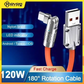 RYRA USB C Tip C Kabel, 120 W 6A 180 ° Okretni Super Brzo Punjenje Tekući Silikon Kabel Za iPhone Xiaomi Huawei Mobilni Telefon 0