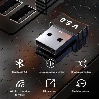 SeenDa USB Bluetooth 5.0 Adapter Bluetooth Prijemnik Predajnik Bluetooth-kompatibilni Podržava Miš, Tipkovnicu, Pisač 5