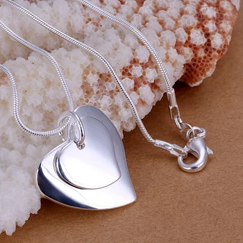Srebrna boja je prekrasna Moda šarmantan popularna fin dvostruka jezgra klasični ogrlica hot prodaja srebrnog nakita P140