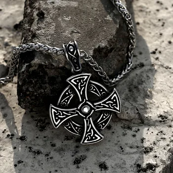 Starinski Cijele Viking Keltski Čvor Križ Privjesak Za Muškarce I Žene Ogrlica Od Nehrđajućeg Čelika Modni Amulet Nakit 1