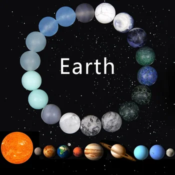 Svemir Sunčev Sustav Narukvica Planeta Galaxy Prirodni Kamen 10 MM Narukvice Od Perli Za Žene i Muškarce Čakra Protežu Narukvice, Narukvica 5