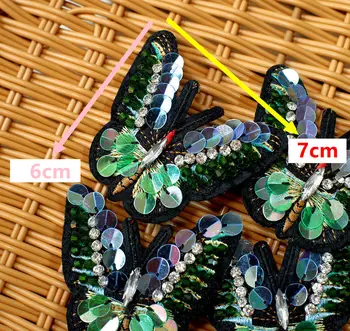 Trodimenzionalni šljokice zeleni leptir vezene kuglice tkanine naljepnice buckle pin DIY odjeća ženska torba broš ikonu ukras 1