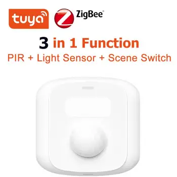 Tuya Wifi/Zigbee Mini-Senzor pokreta ljudskog tijela PIR Senzor 3 u 1 uključivanje Funkcija scene je Pametna Život Osnovna sigurnost