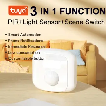 Tuya Wifi/Zigbee Mini-Senzor pokreta ljudskog tijela PIR Senzor 3 u 1 uključivanje Funkcija scene je Pametna Život Osnovna sigurnost 1