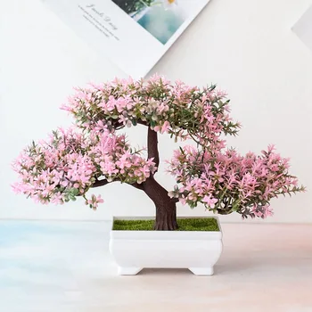 Umjetne Biljke Bonsai Bor Malo Drvo Sobnih Biljaka Lažni Cvijeće Ukras Na Posudama Za Uređenje Doma Vjenčanje Hotel Vrtni Ukras