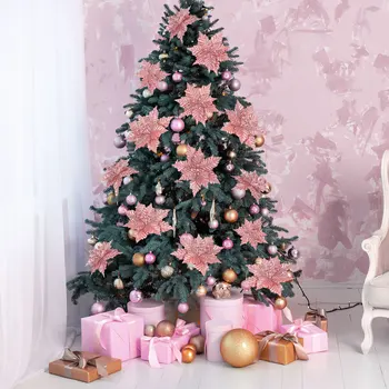 Umjetne Božićne Cvijeće Poinsettia Stablo Cvijet Božićno Drvce Ukras Vedre Božićni Ukras za Dom Poklon za Novu Godinu Navidad