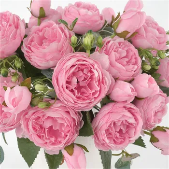 Umjetno cvijeće za uređenje Ruža Božur Svila mali buket flores večernje proljeće vjenčanje dekoracije mariage lažni Cvijet 4