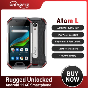 Unihertz Atom L Izdržljivi Pametni telefon 6 GB + 128 GB Android 11 Brzo Punjenje za 48 MP Kamera 4300 mah Otisak prsta Dvije Sim kartice NFC Mobilni telefon 0