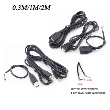 USB Konektor Muški Ženski Kabel 4 Pinski Kabel Kabel za Prijenos Podataka Produžni kabel 2 Pin Napajanje za DIY 5 U Adapter za Punjenje 0,3 M 1 M 2 M 1