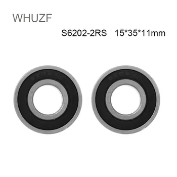 WHUZF 10ШТ Ležaj S6202RS 15*35*11 mm ABEC-5 Nehrđajućeg čelika 440C S 6202RS kugličnih ležajeva 6202 kuglični ležaj od nehrđajućeg čelika 0