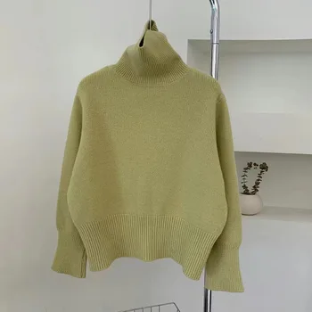 Zadebljana topli pulover s ворсовым ovratnik, slobodan džemper za trudnice, ženski zimski Crna 0