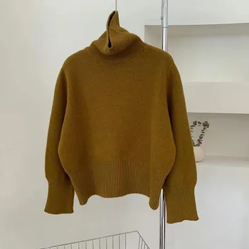 Zadebljana topli pulover s ворсовым ovratnik, slobodan džemper za trudnice, ženski zimski Crna 1