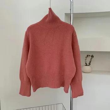 Zadebljana topli pulover s ворсовым ovratnik, slobodan džemper za trudnice, ženski zimski Crna 2