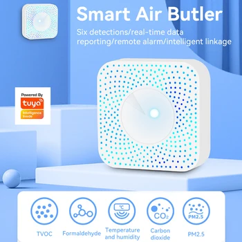 Zigbee Tuya Smart Air Box Monitor kvalitete zraka Senzor CO2, VOC Detektor Plina Automatski Alarm Potrošačke 6 U 1 Detektor Alarm