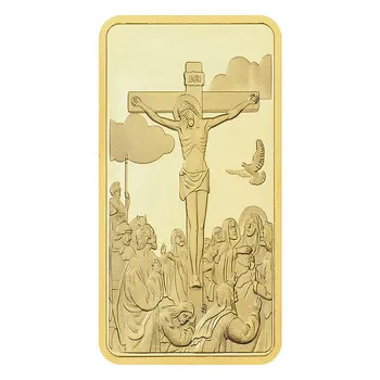 Zlatni grumen Isus Kršćanstvo Postaje Križa Pozlaćeni Suvenire i poklone Bog voli ljude Prigodni Novčić