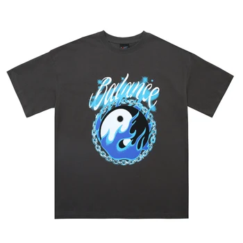 Žaba drift Novi Modni odjeća Ulica Branded Tai Chi Logo Vintage Slobodna majica Ljetna Muška Ženska Hip-Hop Majica Unisex