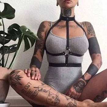Ženske Gotički Kožne Podvezice Tregeri Poprsje BDSM Svezana Trake Za Žene Harajuku Donje Rublje Svežanj Podvezica Pojas