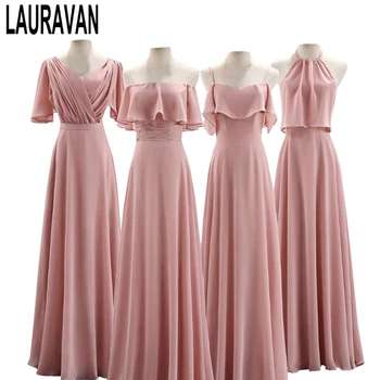 ženske rumenila ružičaste boje, шифоновое haljina djeveruše veličine plus, duge nove akvizicije 2020, večernje elegantne ženske haljine, večernje haljine